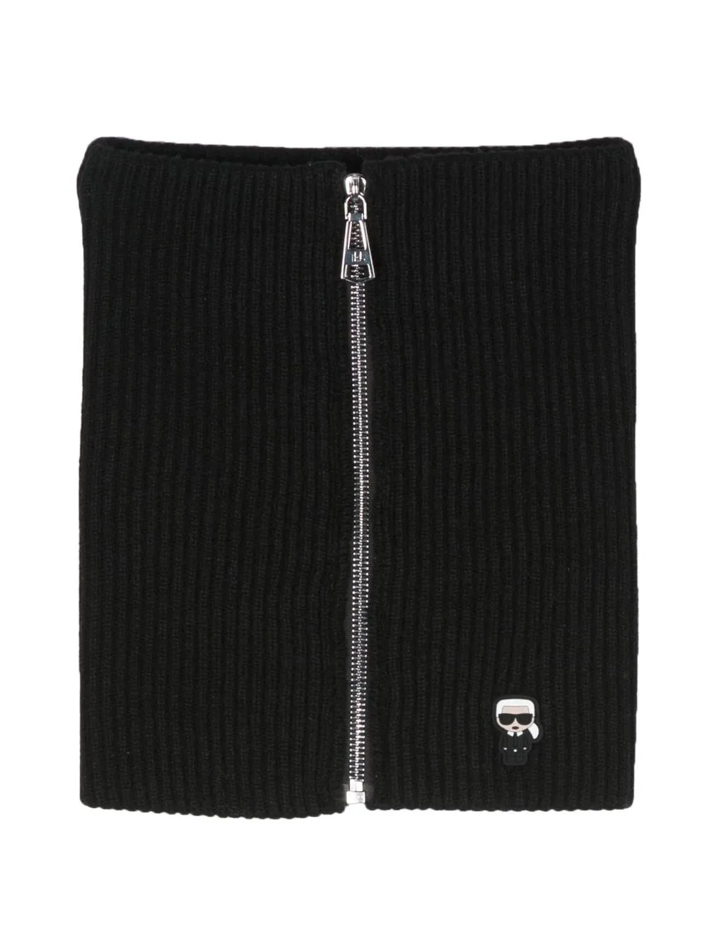 Karl Lagerfeld ribbed zip-up scarf - Black