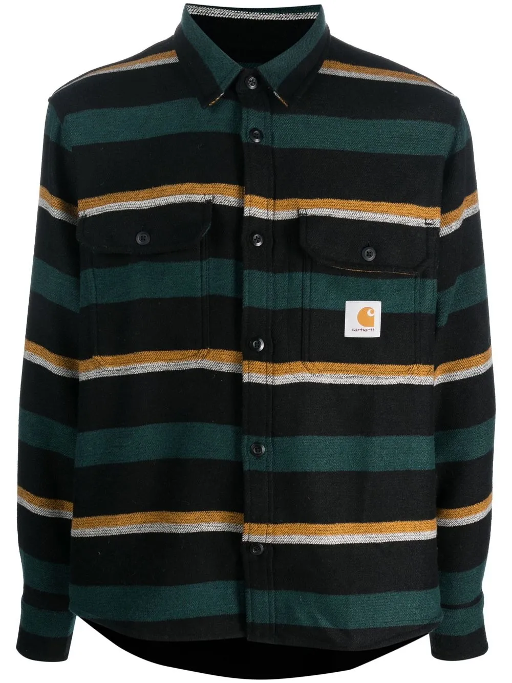 Carhartt WIP logo-print striped overshirt - Green