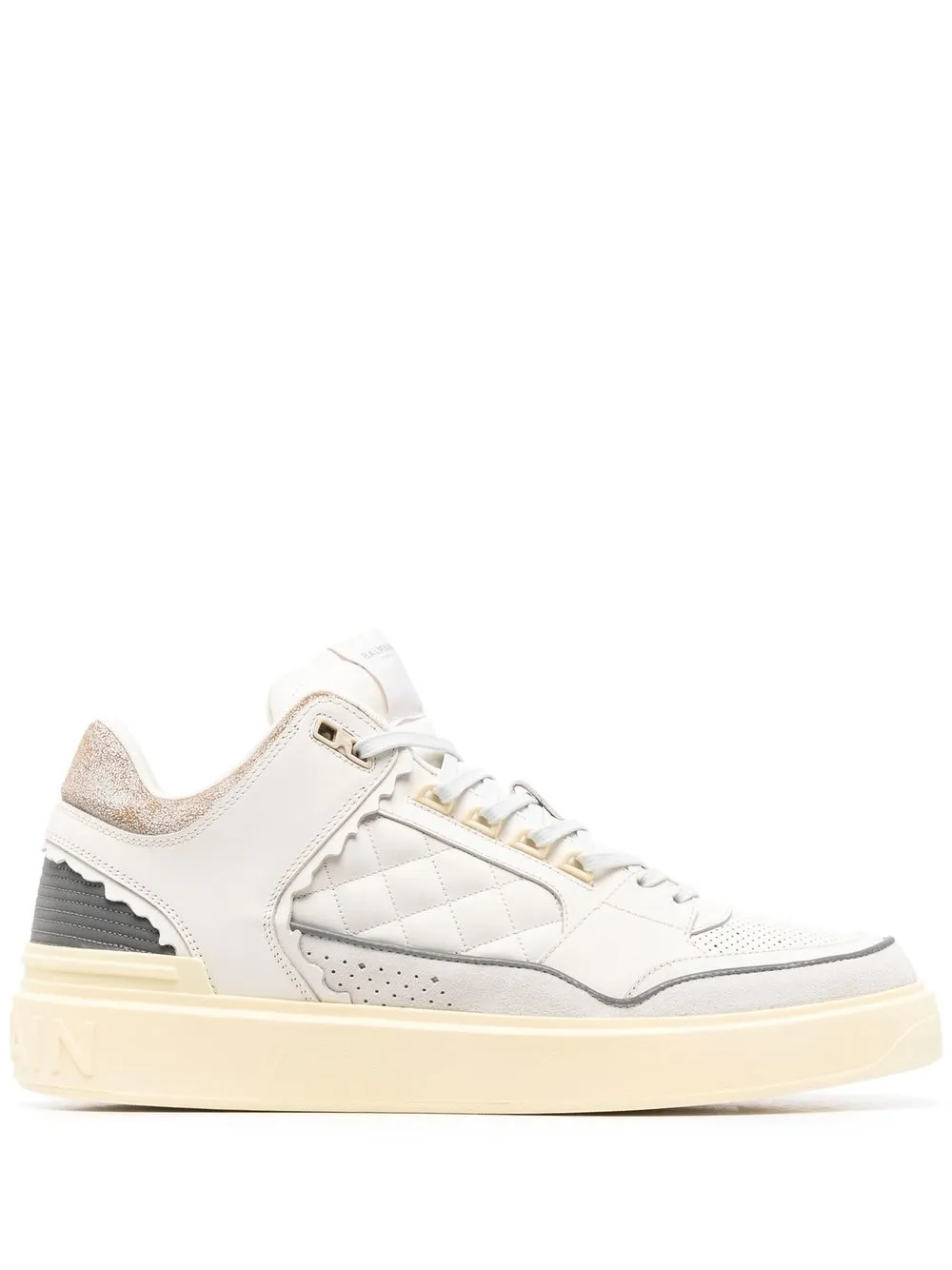 Balmain multi-panel lace-up sneakers - White