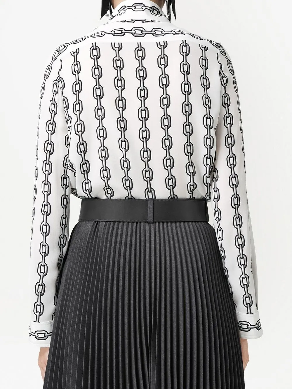 Burberry Chain Print Pussy Bow Blouse Farfetch