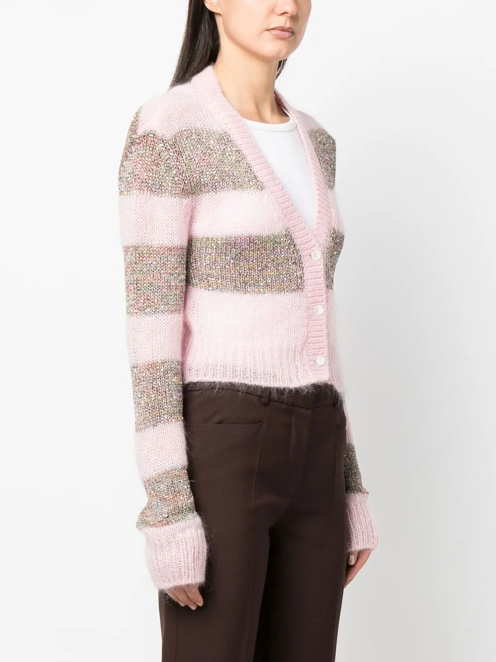 Marni Striped Mohair Blend Cardigan Farfetch