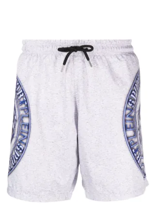 Plein Sport Logo Print Swim Shorts Farfetch