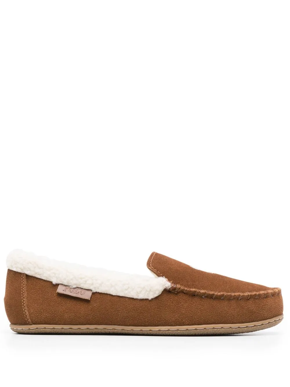 Polo Ralph Lauren suede embroidered-logo slippers - Brown 
Polo Ralph Lauren suede embroidered-logo slippers - Brown