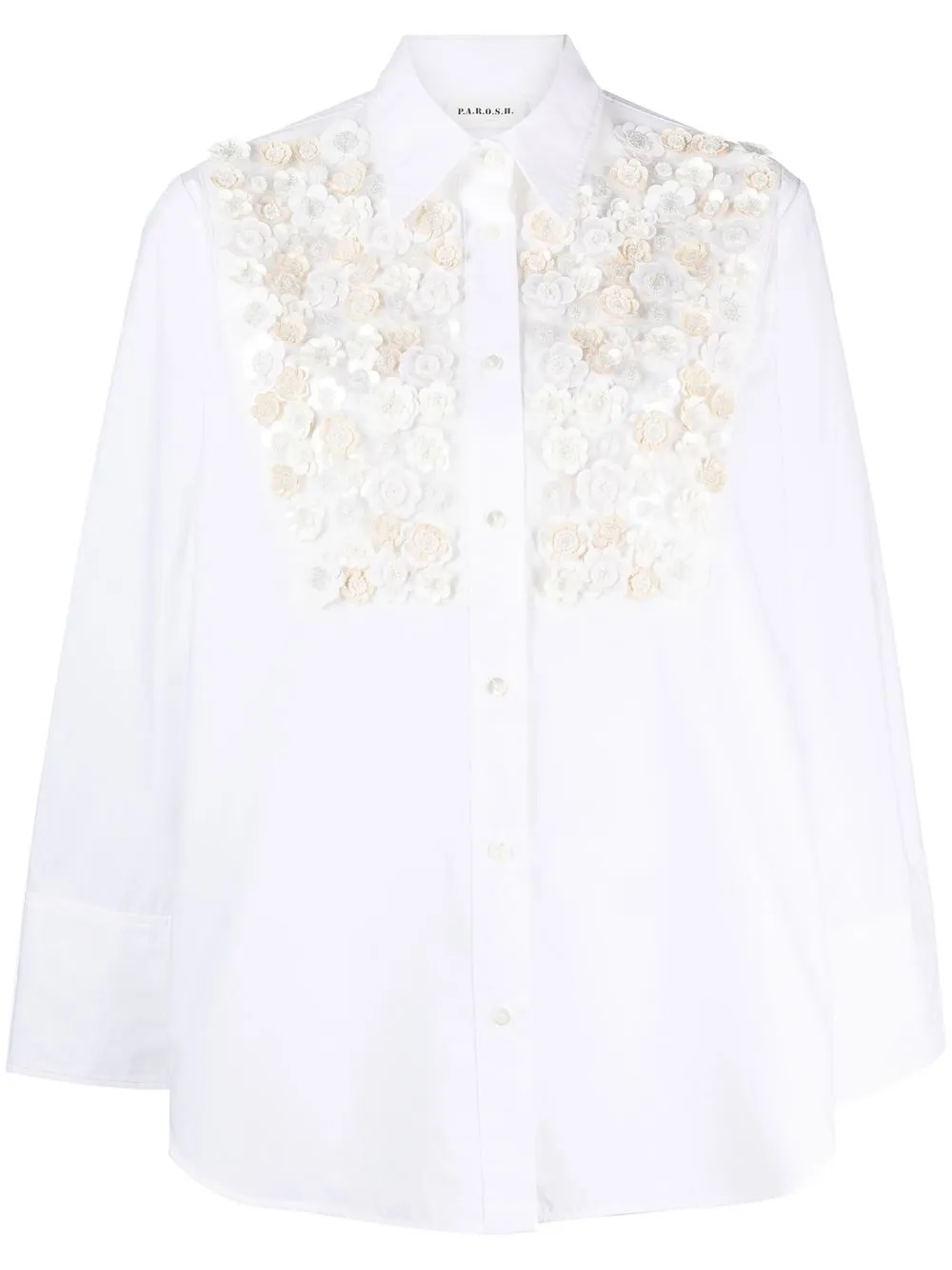 P A R O S H flower appliqué Oversized Shirt Farfetch