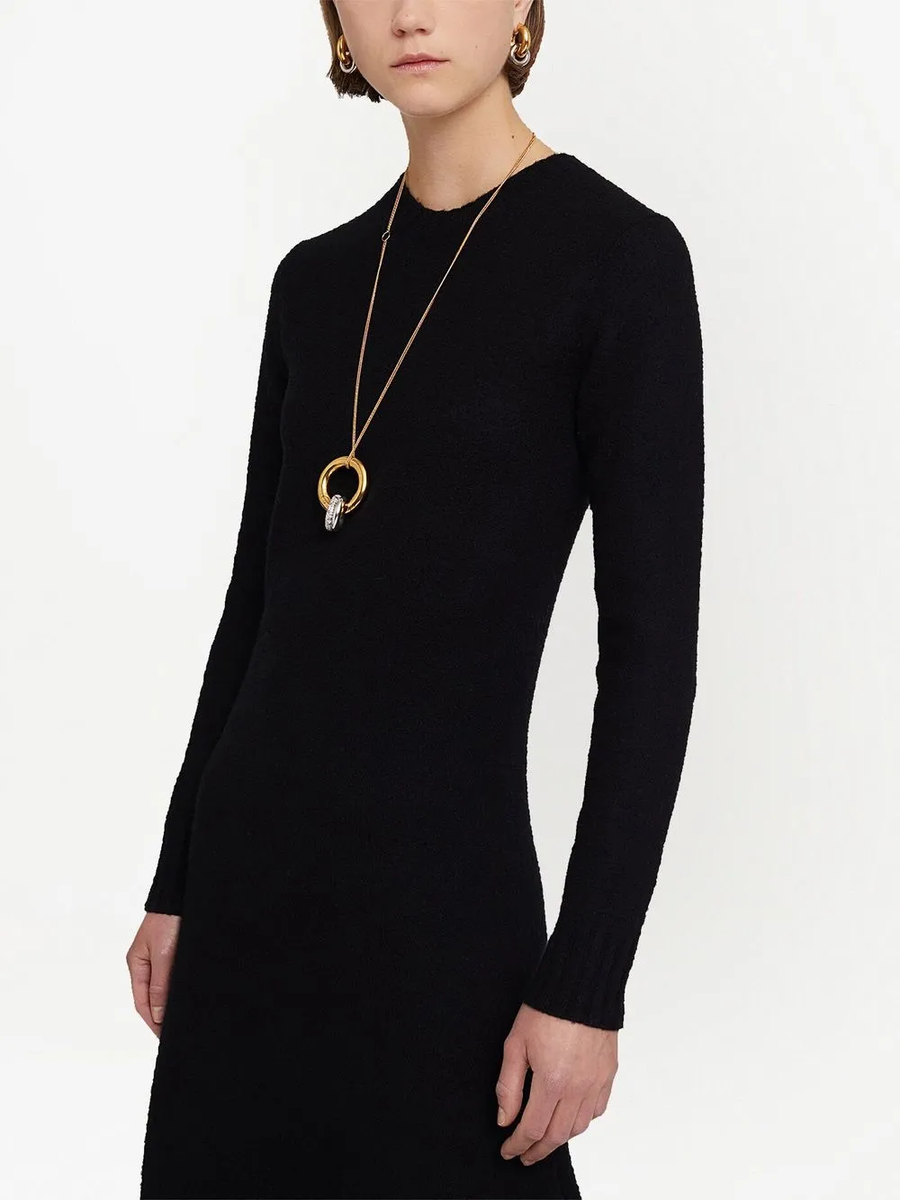 Jil Sander Wool Asymmetric Midi Dress Black Farfetch