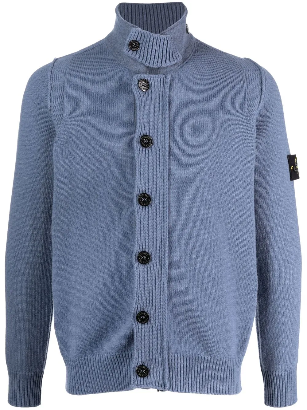 Stone Island logo-patch sleeve knit cardigan - Blue