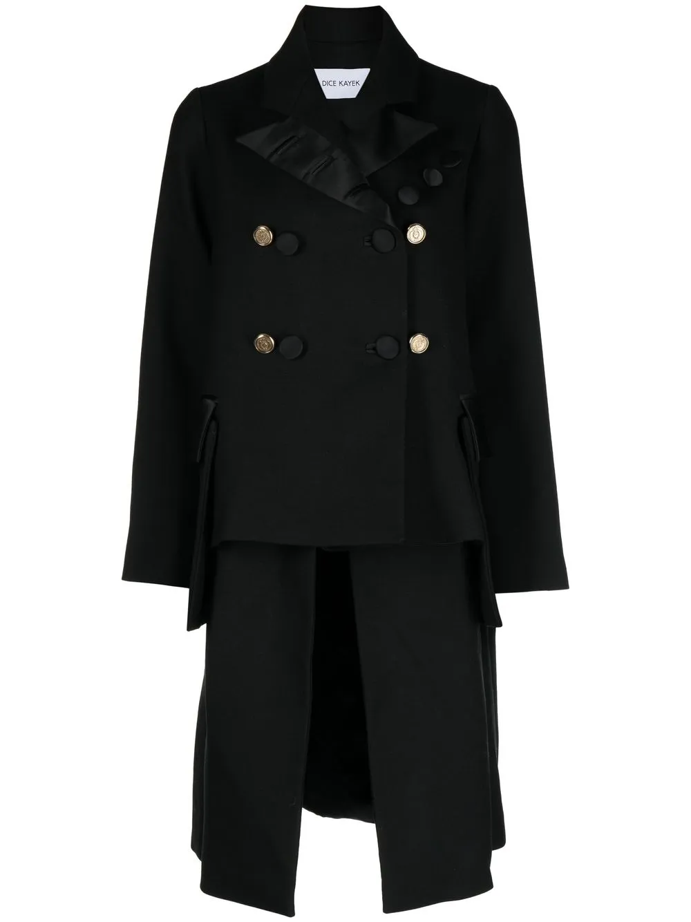 Dice Kayek double-breasted layered coat - Black