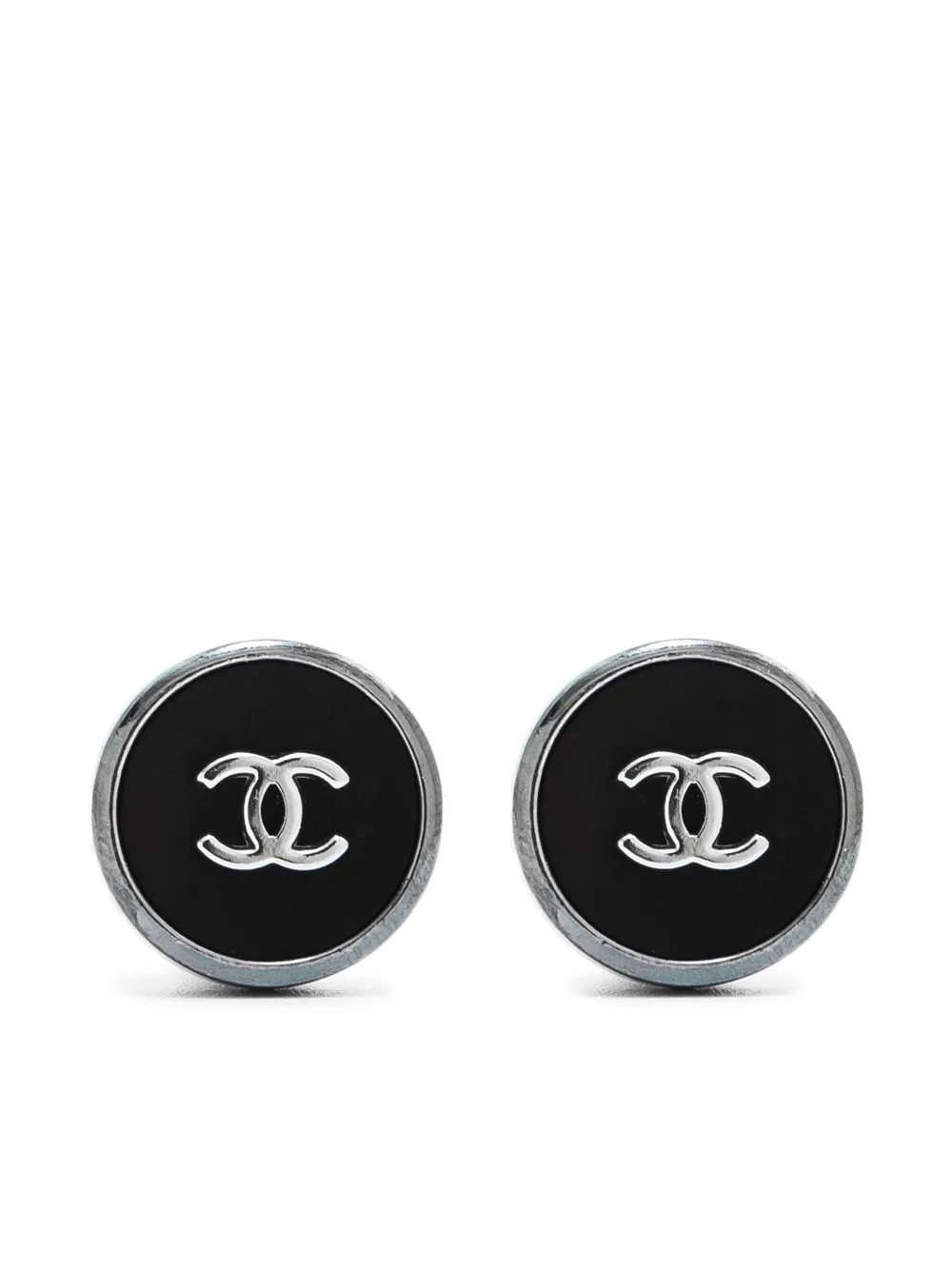 Chanel Pre-Owned 1996 CC round clip-on earrings - Black