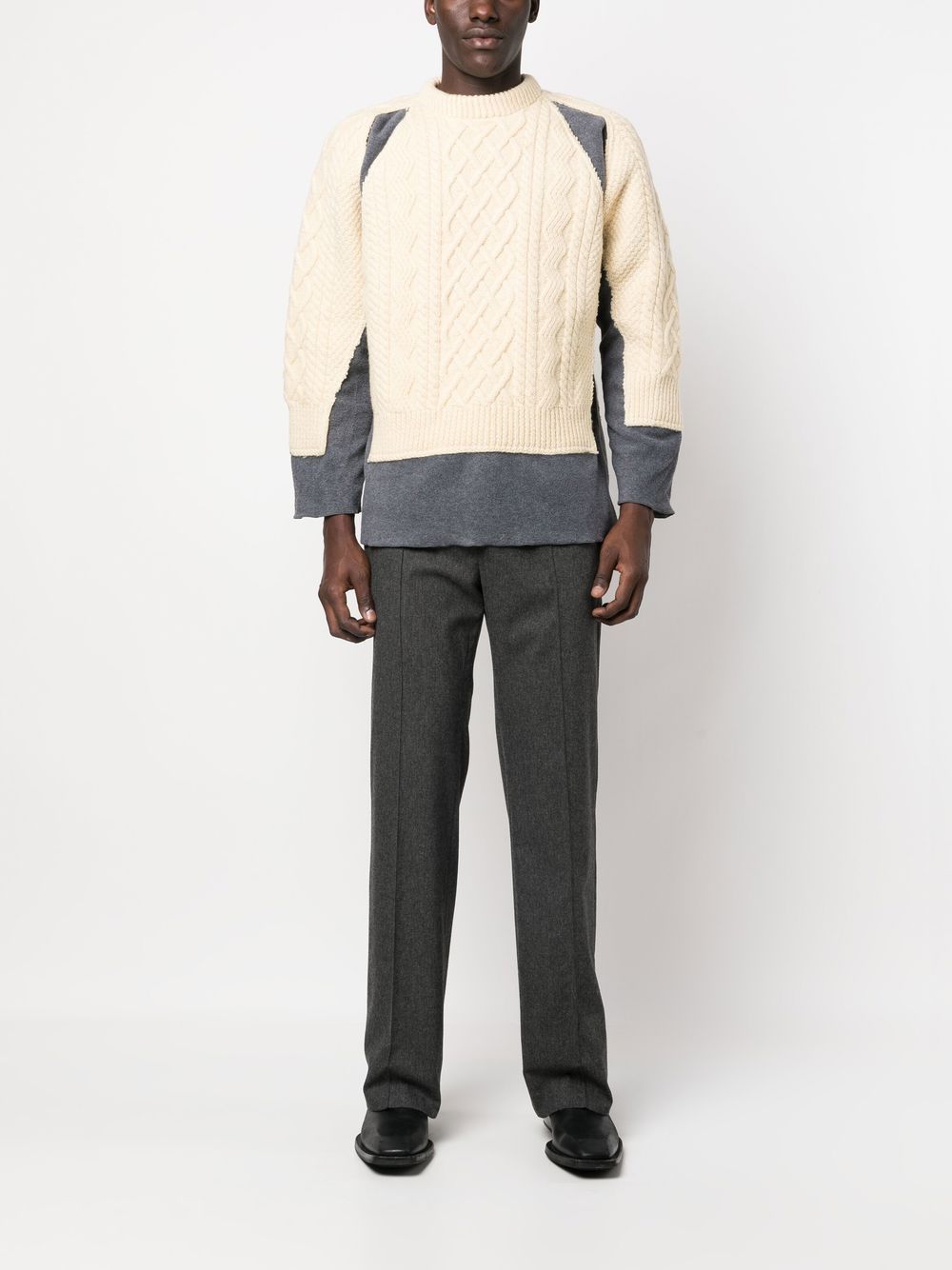 Needles Deconstructed Panelled Wool Jumper Farfetch