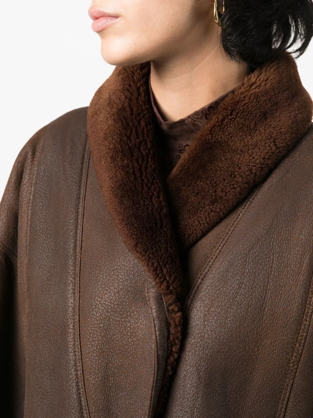 A N G E L O Vintage Cult S Shearling Lapels Leather Coat Farfetch