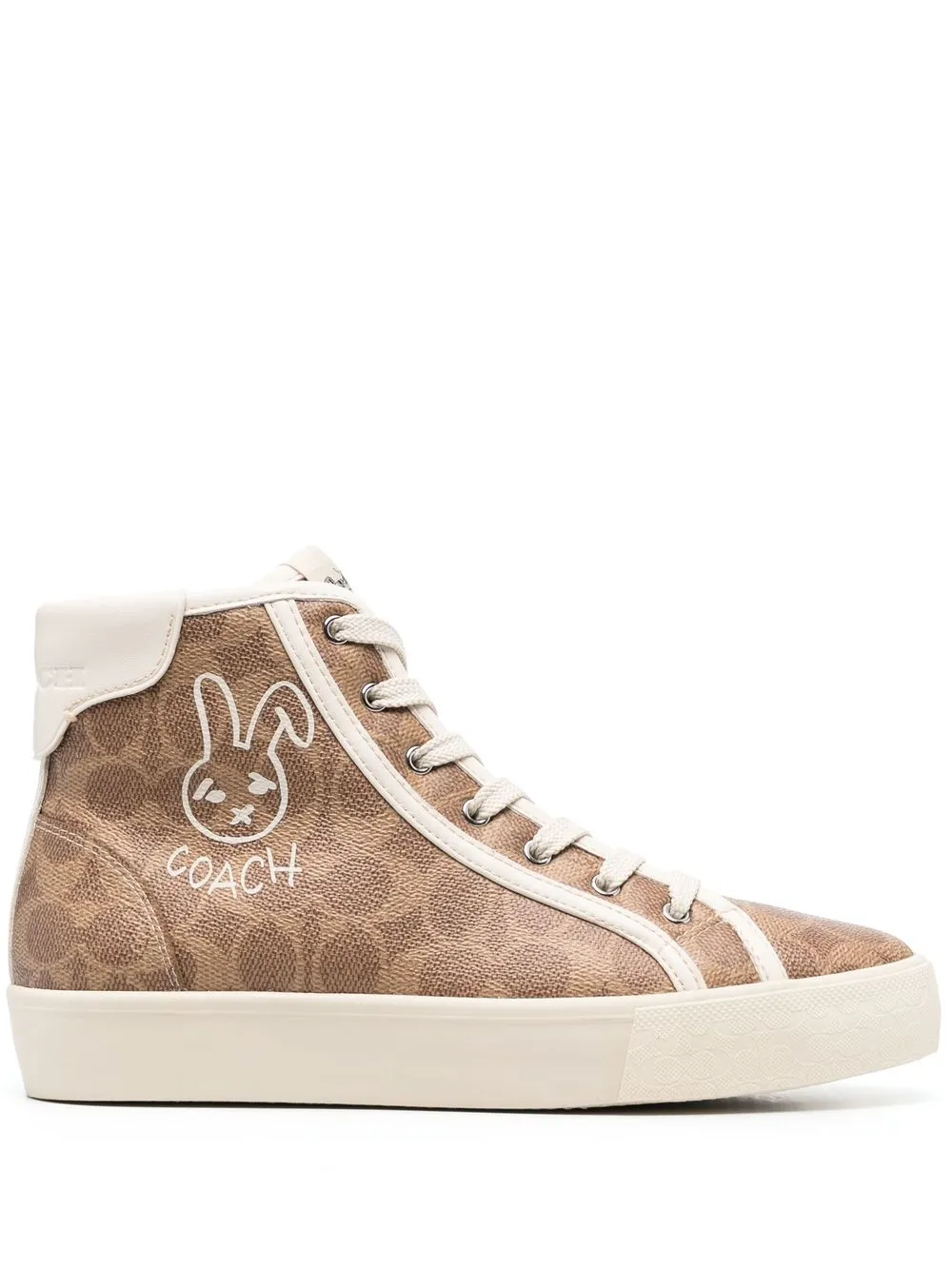 Coach monogram-pattern lace-up sneakers - Brown