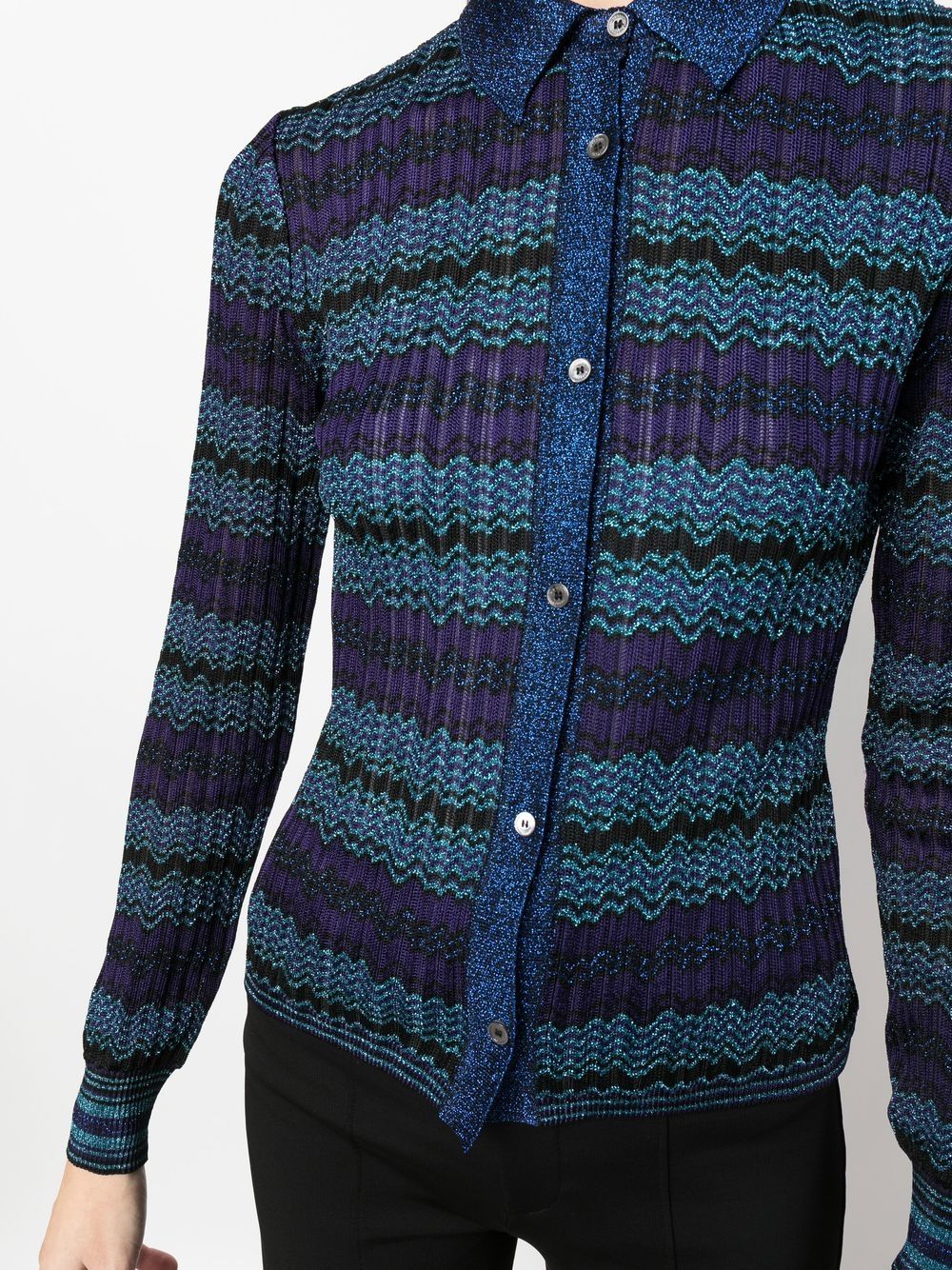 Missoni Zig Zag Knit Shirt Cardigan In Blue Modesens