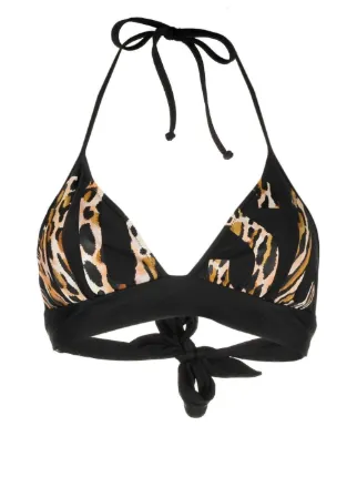 Moschino Leopard Logo Bikini Top Farfetch