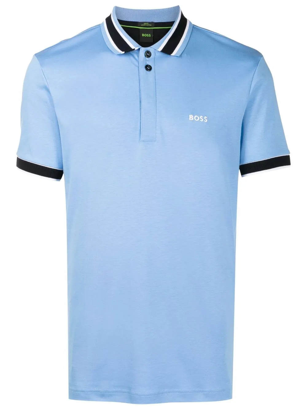 BOSS stripe-trim polo shirt - Blue