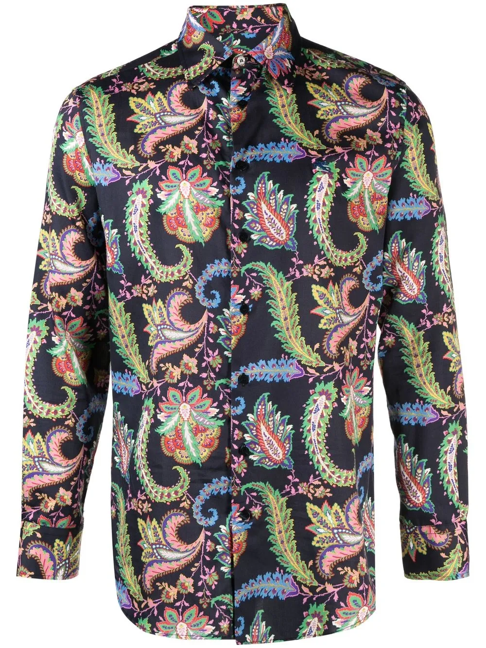 Etro Paisley Print Cotton Shirt Black Farfetch