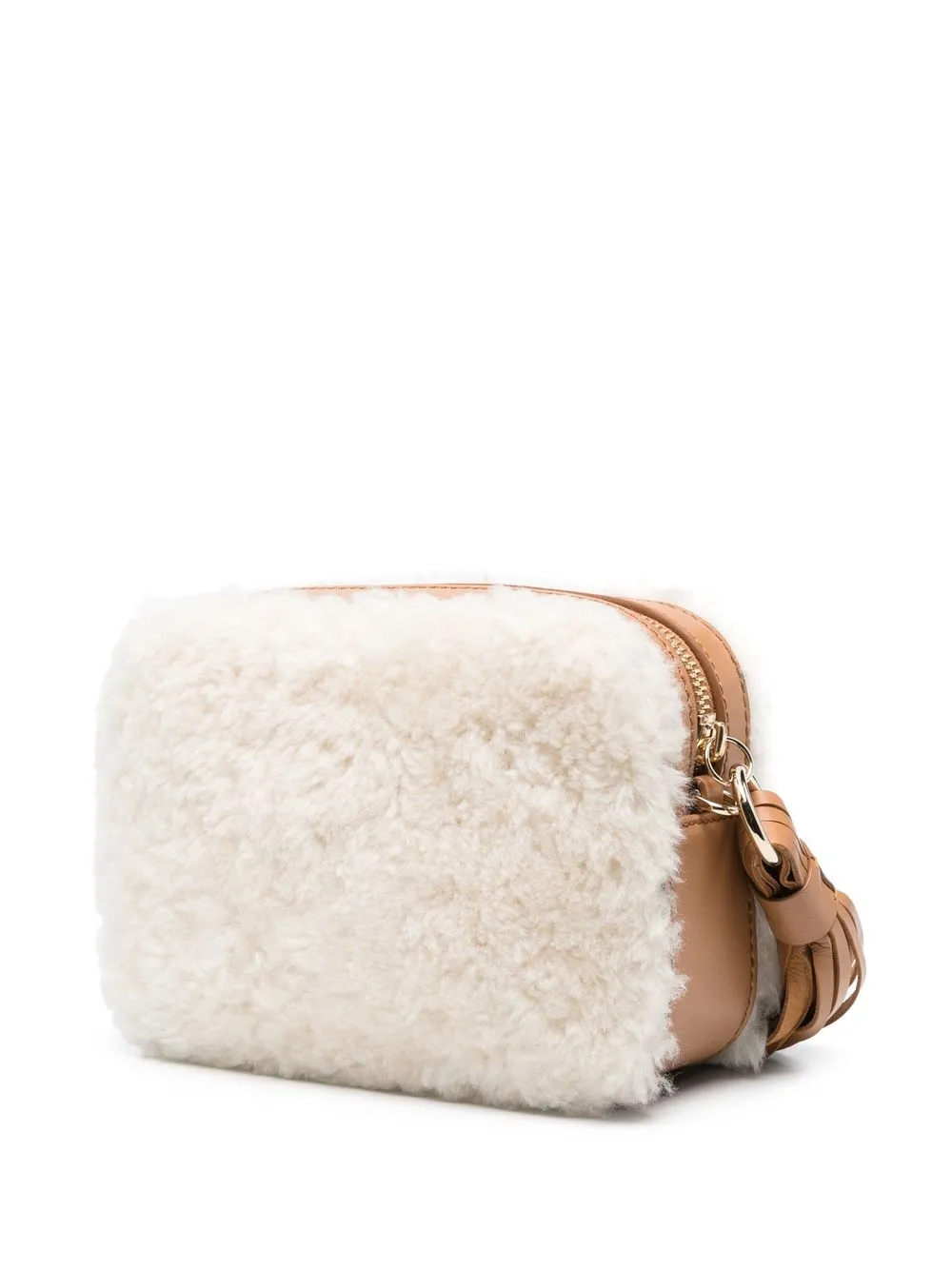 Serapian Shearling Trim Crossbody Bag In Nude Modesens