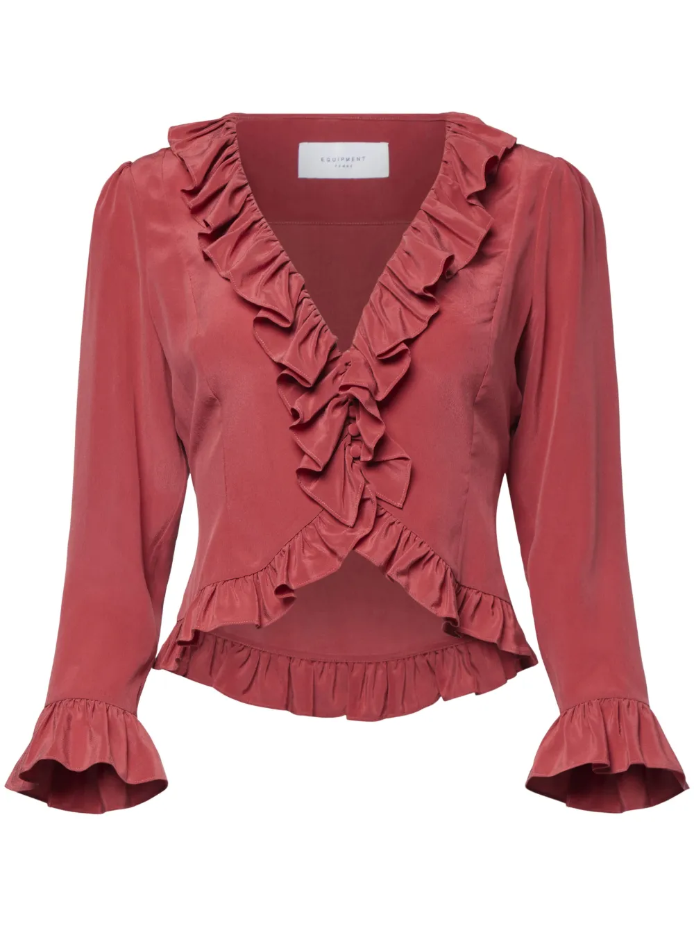 Equipment Ruffle Detailed Silk Blouse Farfetch