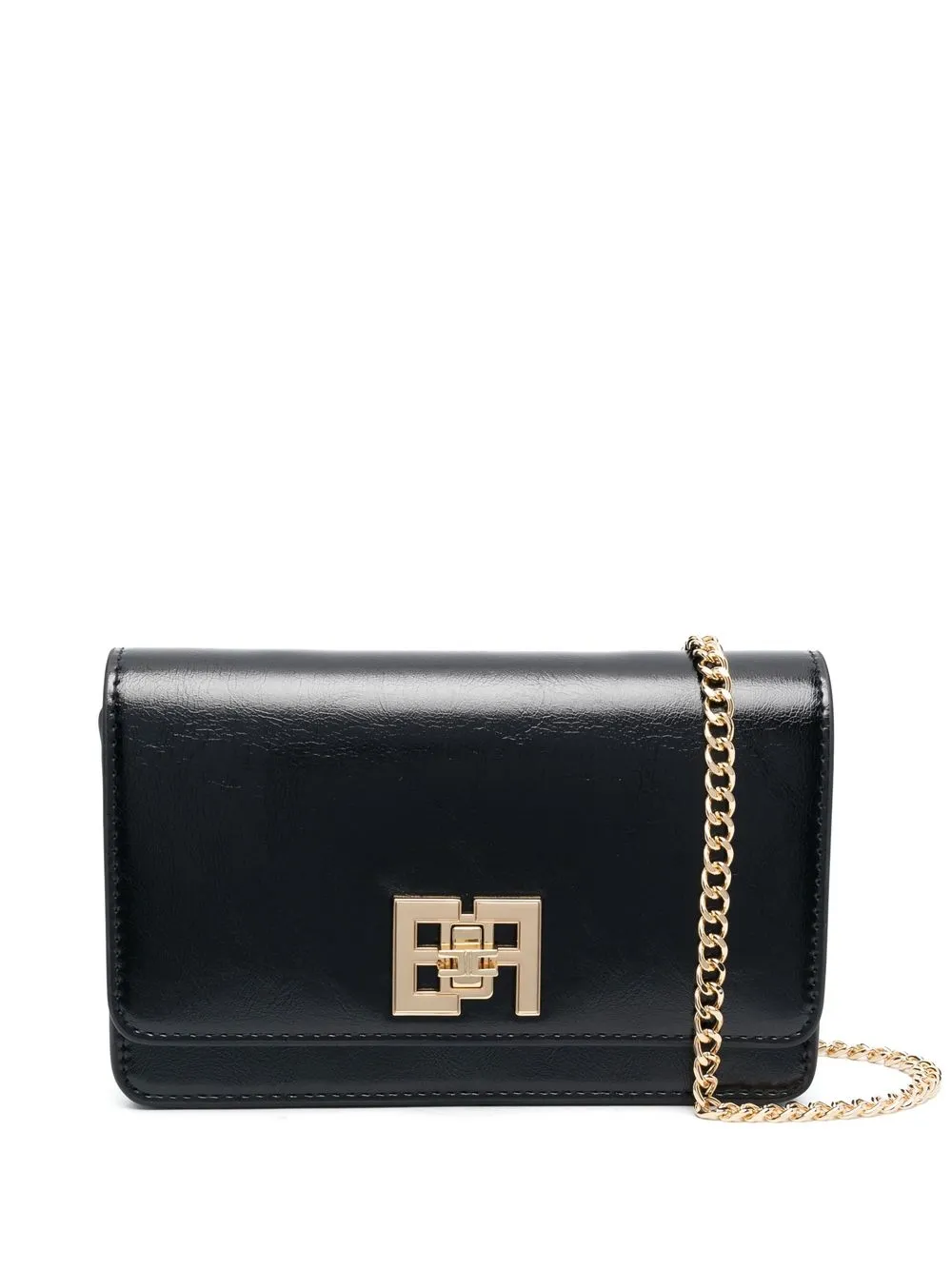 Elisabetta Franchi bolsa de hombro con placa del logo - Negro