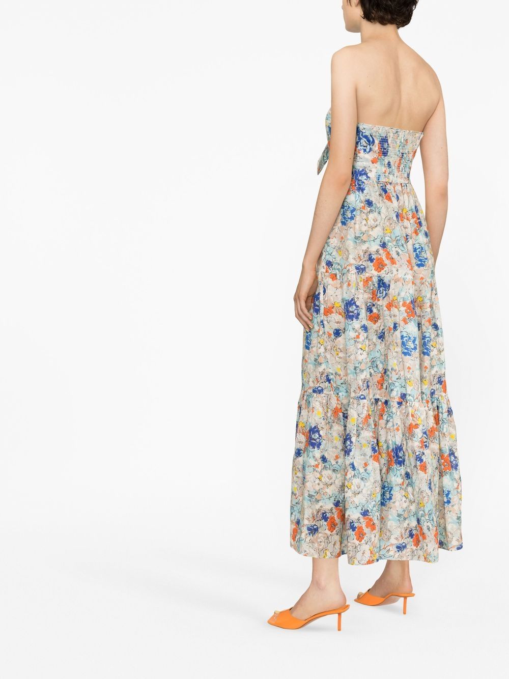 ZIMMERMANN Schulterfreies Kleid Mit Blumen Print Farfetch