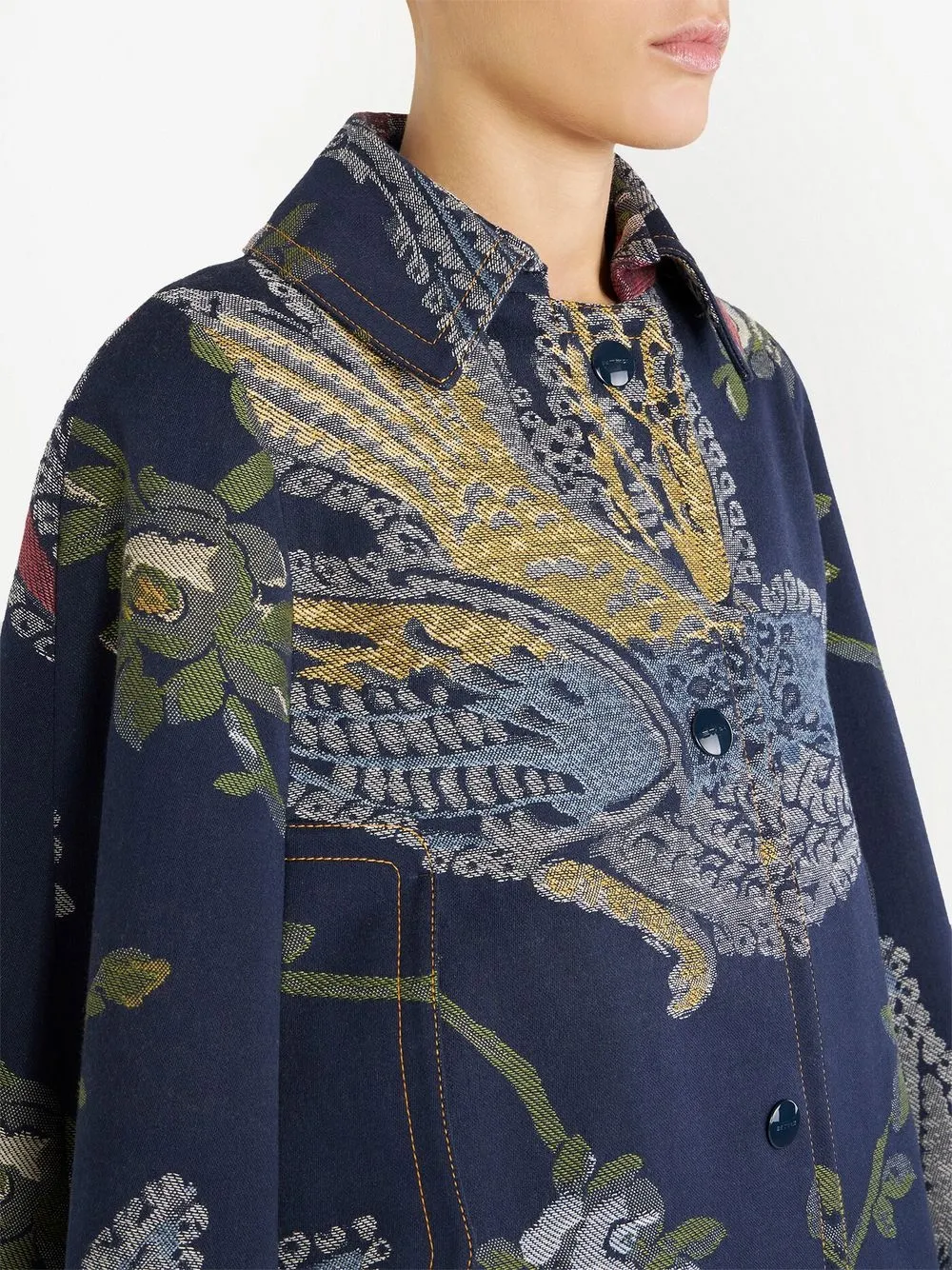 ETRO Jacquard Motif Cape Coat Farfetch