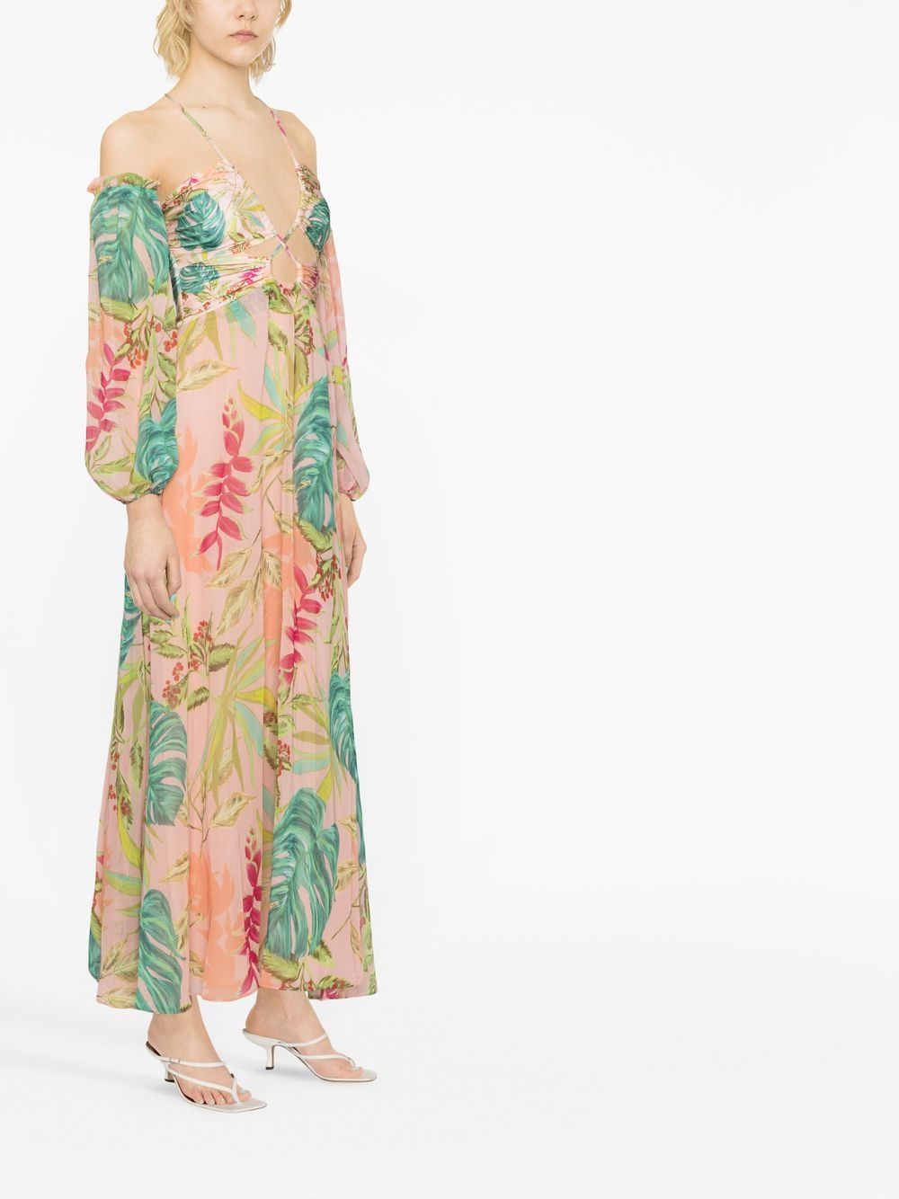 Patbo Detachable Sleeve Floral Maxi Dress In Pink ModeSens