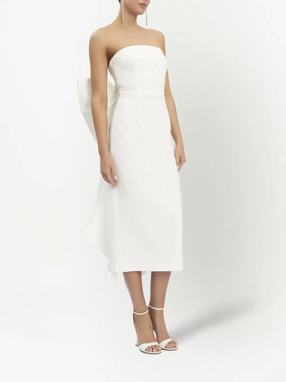 Rebecca Vallance Women S Bridal Perle Bow Midi Dress In Ivory Modesens