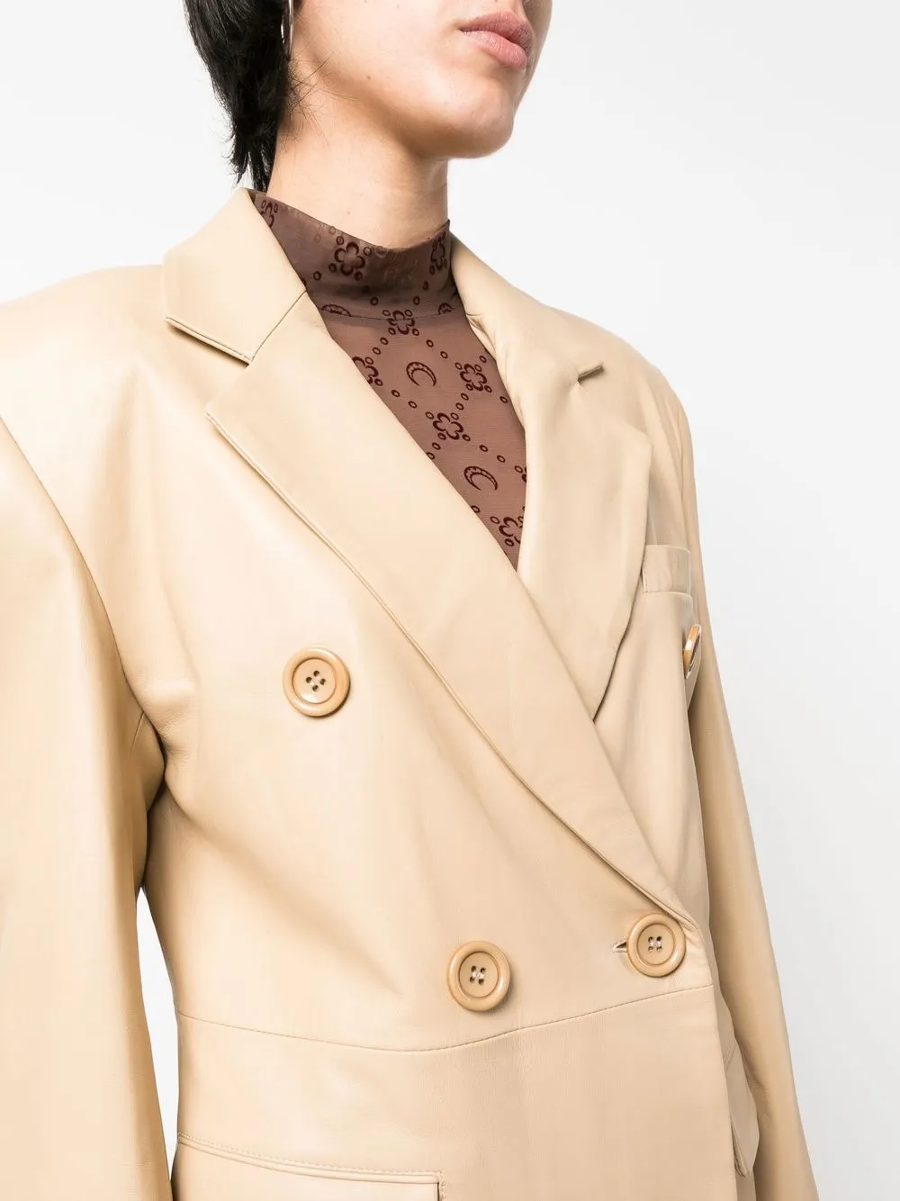 Manokhi Double Breasted Leather Trench Coat In Nude ModeSens