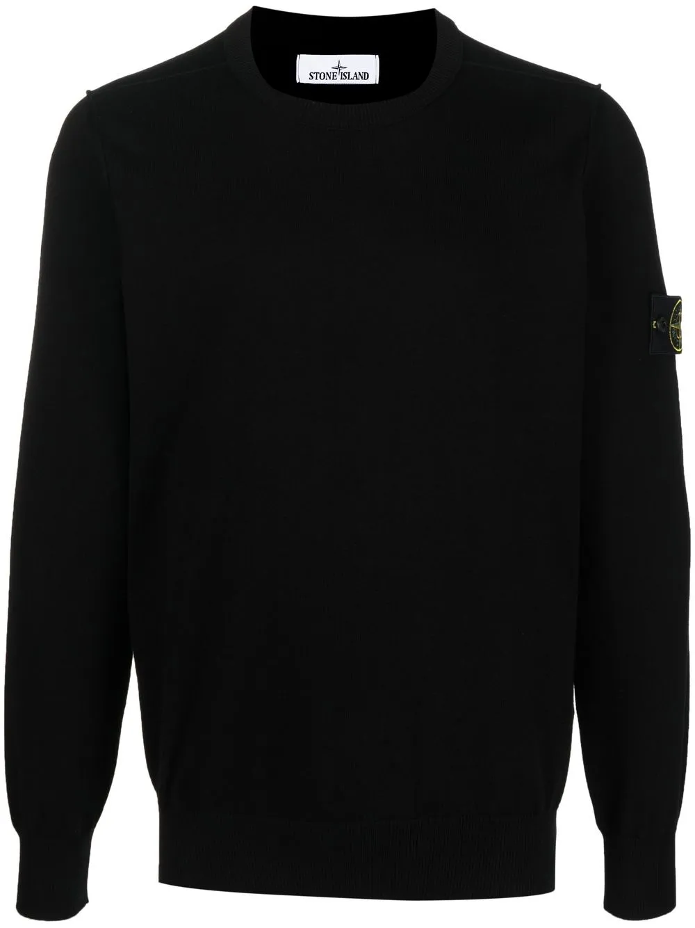 Stone Island logo-patch crew neck sweatshirt - Black