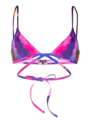 Simkhai Watercolour Print Triangle Bikini Top Farfetch