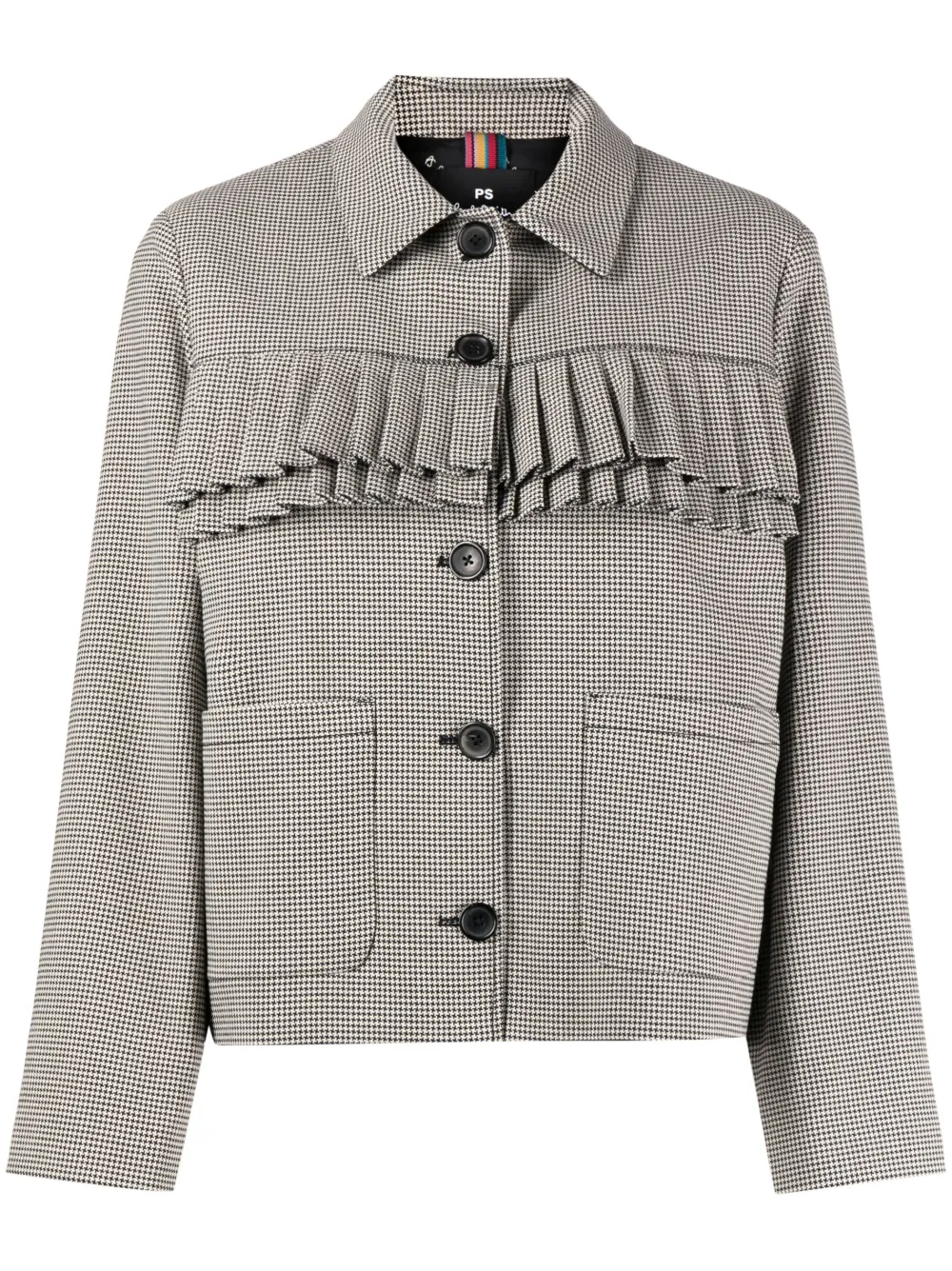 Ps Paul Smith Check Print Pleated Fitted Jacket Farfetch