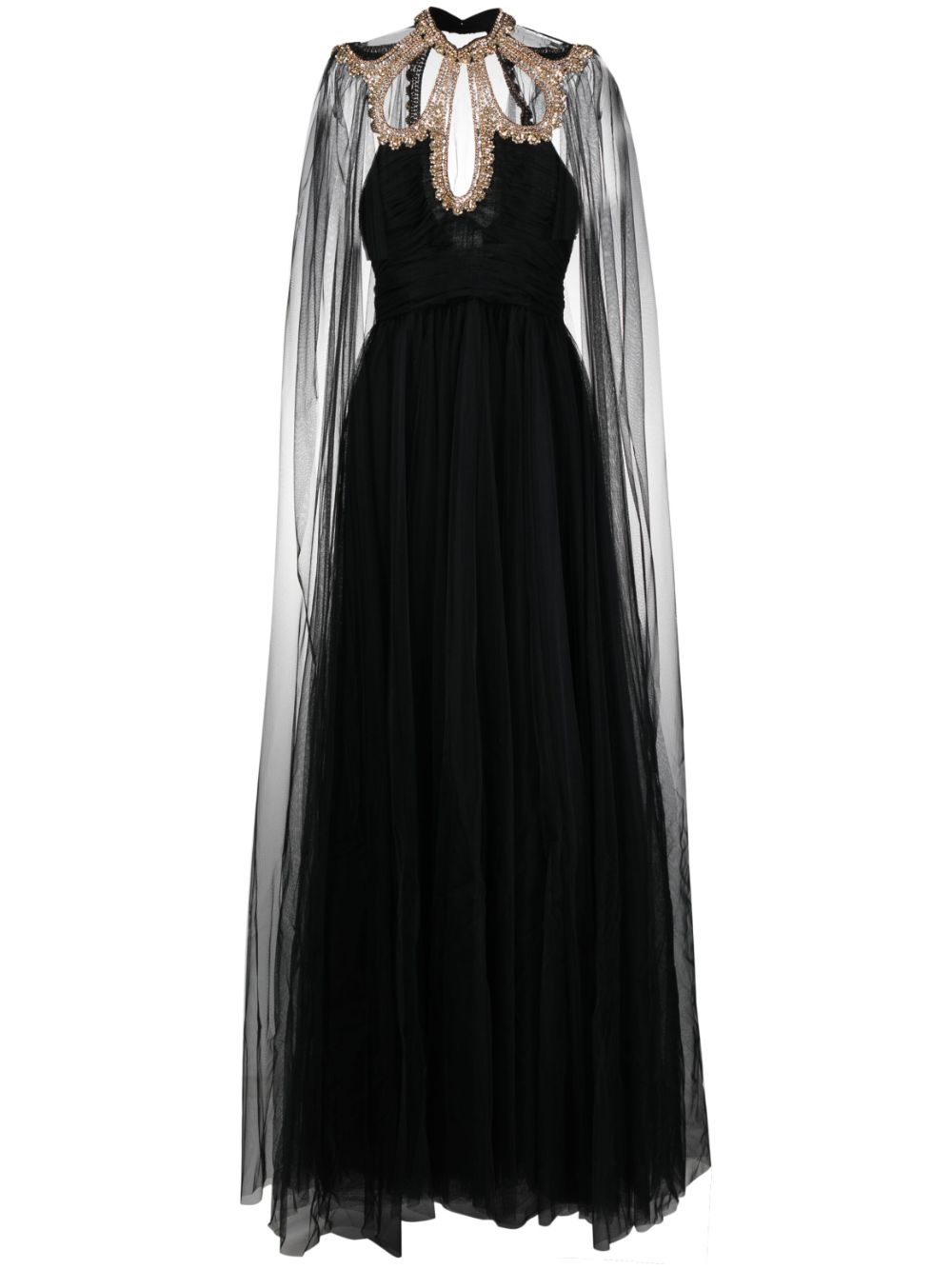 Zuhair Murad Crystal Embellished Tulle Cape Gown Farfetch