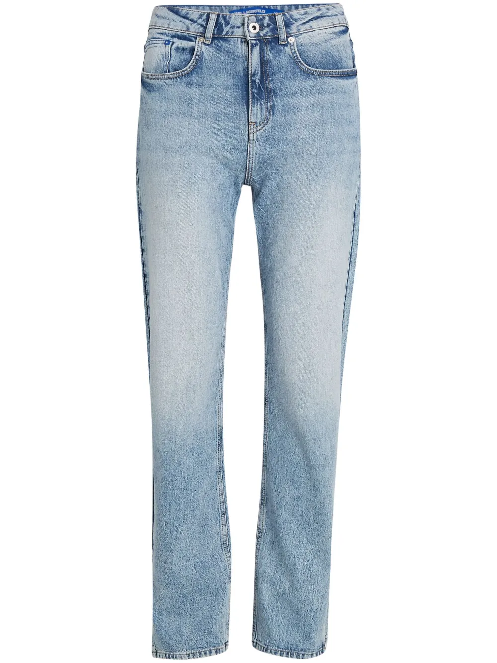 Karl Lagerfeld Jeans Logo Patch Straight Leg Jeans Blue FARFETCH