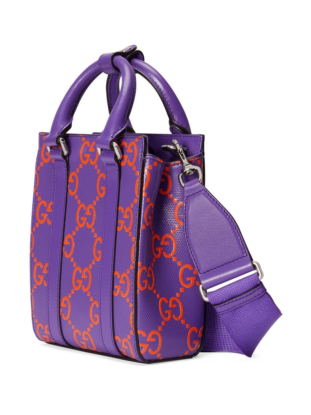 Gucci Gg Logo Embossed Mini Tote Bag In Purple Modesens