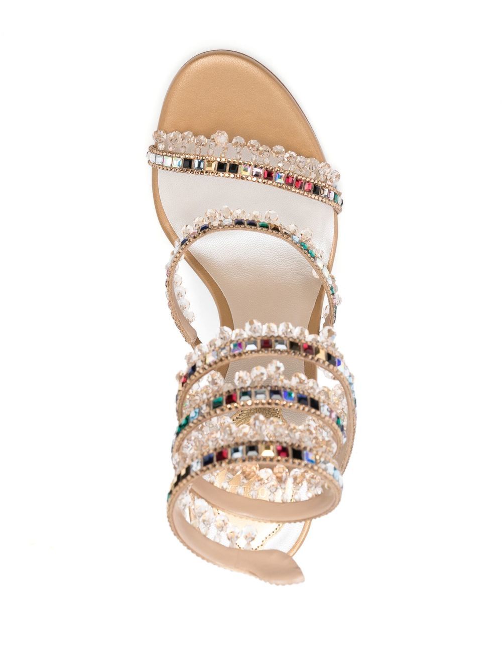 René Caovilla Crystal embellished Spiral ankle Sandals In Gold ModeSens