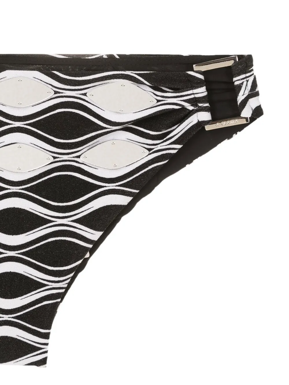 Amir Slama Wave Print Hardware Detail Bikini Set Black Farfetch