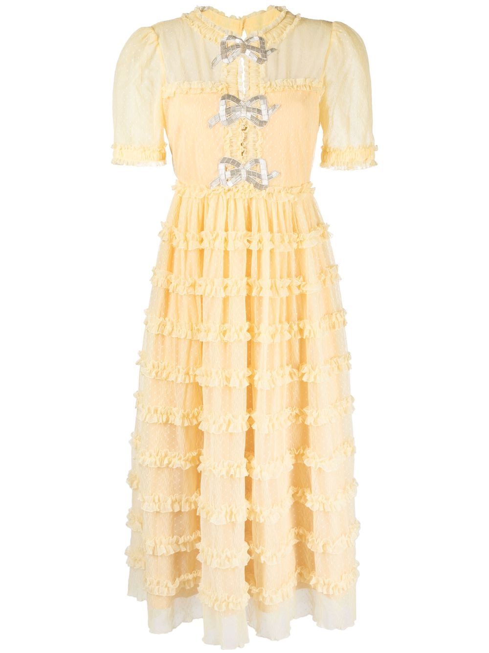 Saloni Camille Bow Embellished Ruffled Tulle Dress Farfetch