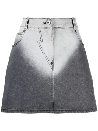 Pushbutton Ombr Effect Denim Mini Skirt Farfetch