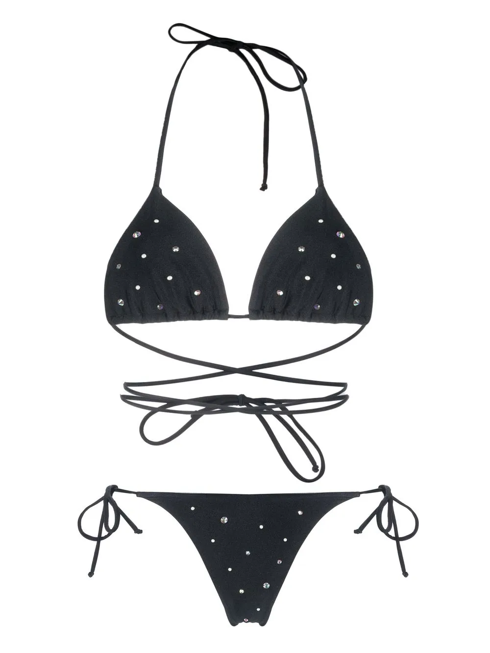 Alessandra Rich Crystal Embellished Triangle Cup Bikini Set In