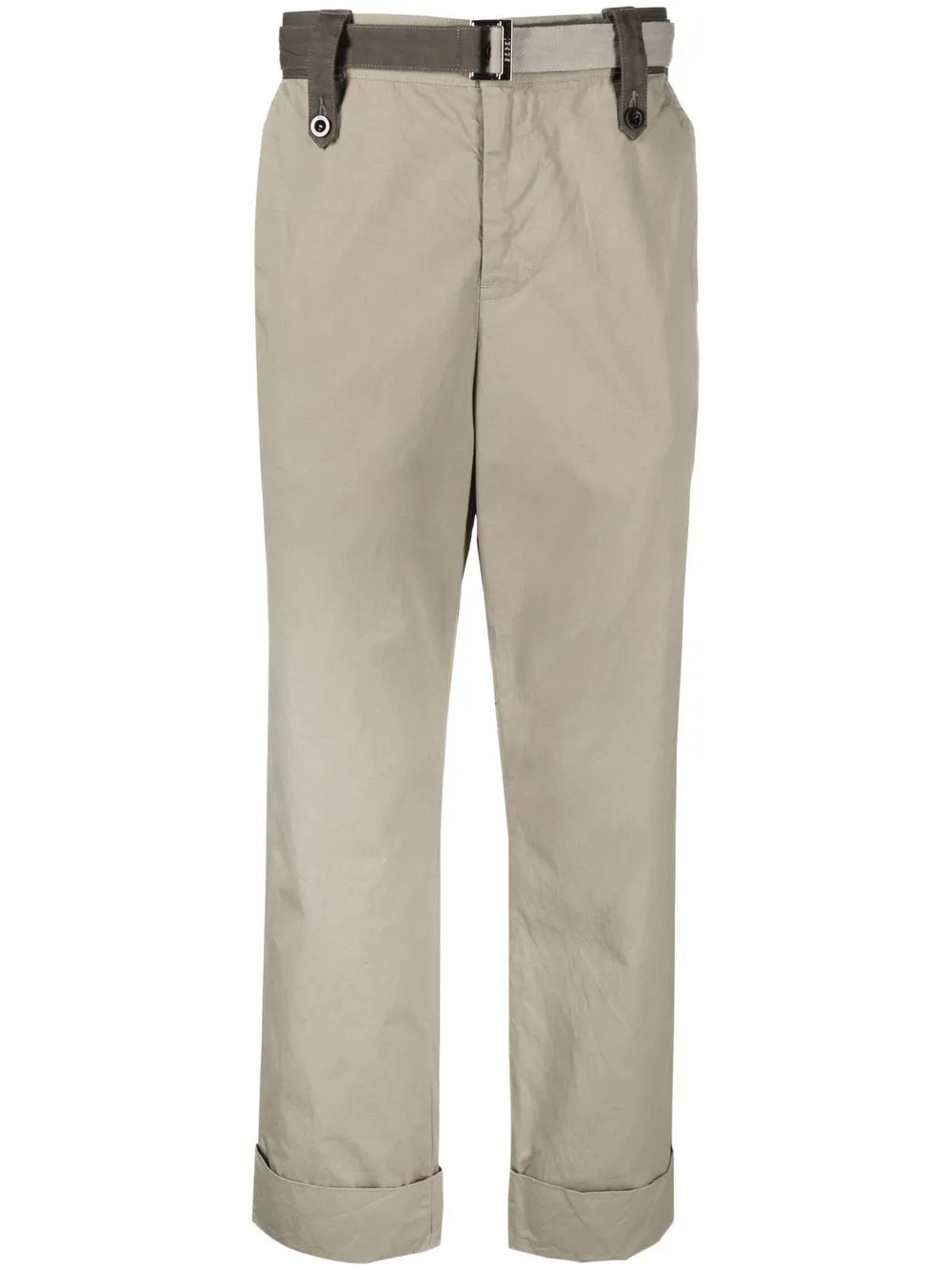 sacai mid-rise straight-leg trousers - Green
