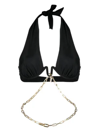 Cult Gaia Chain Link Halter Top Bikini Farfetch