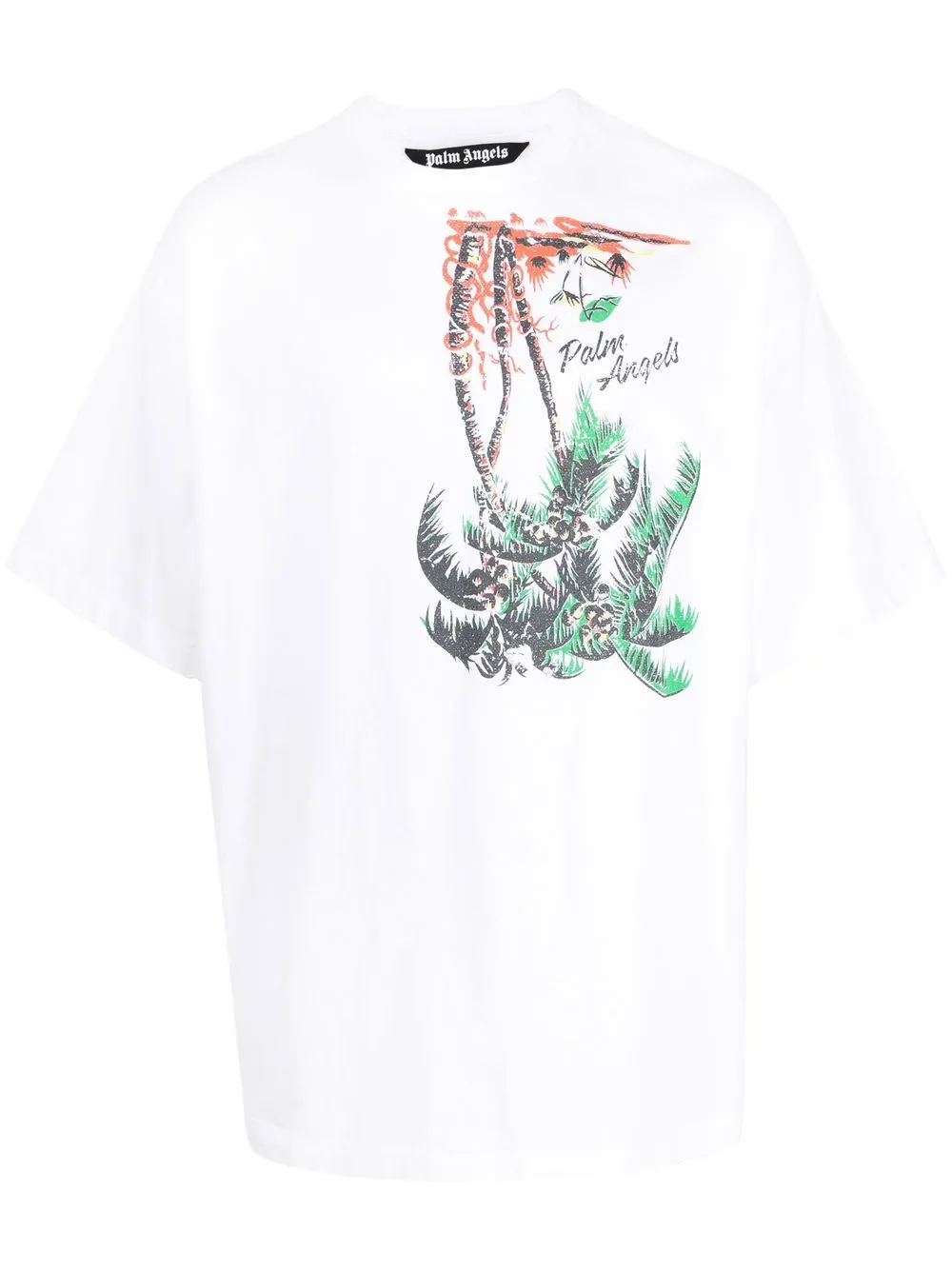 Palm Angels palm-print cotton T-shirt - White