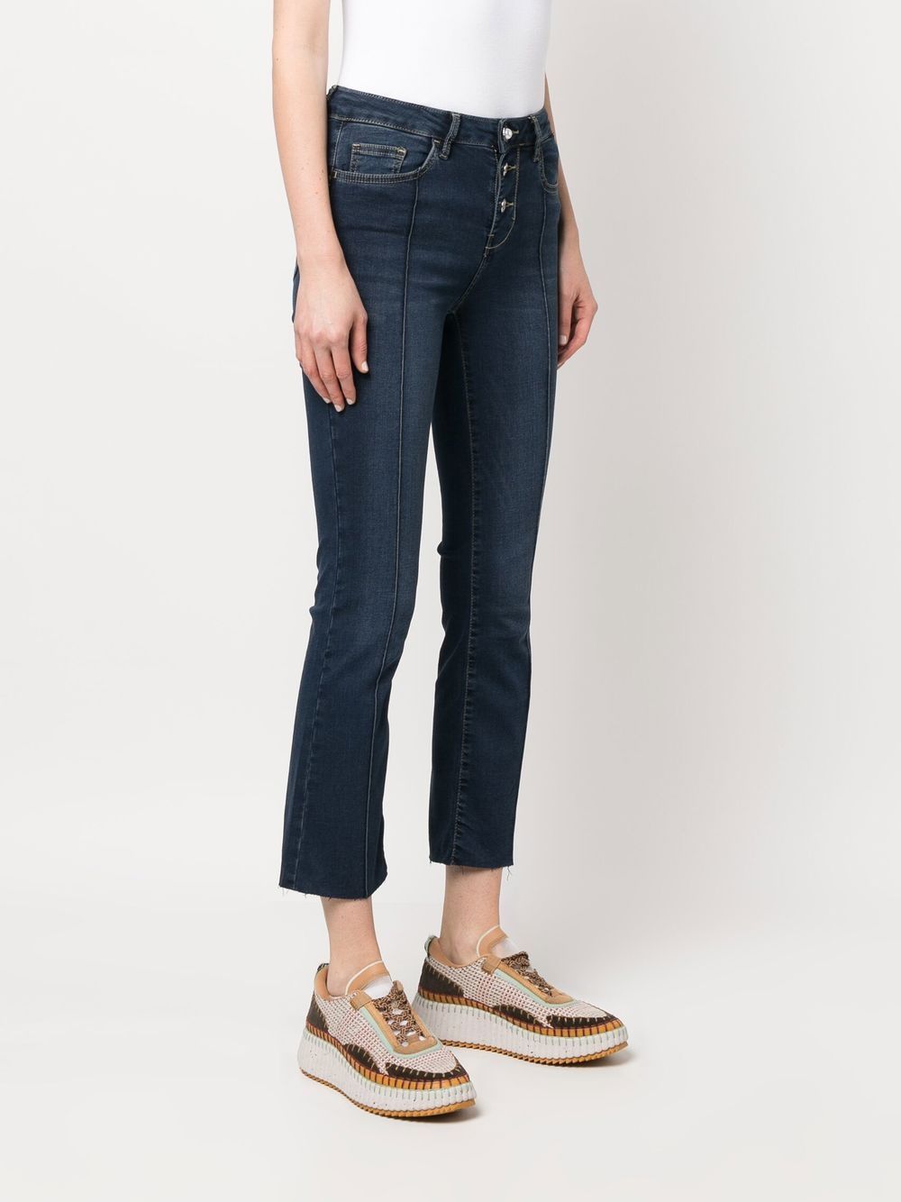 Liu Jo Cropped Kick Flare Jeans In Blue ModeSens