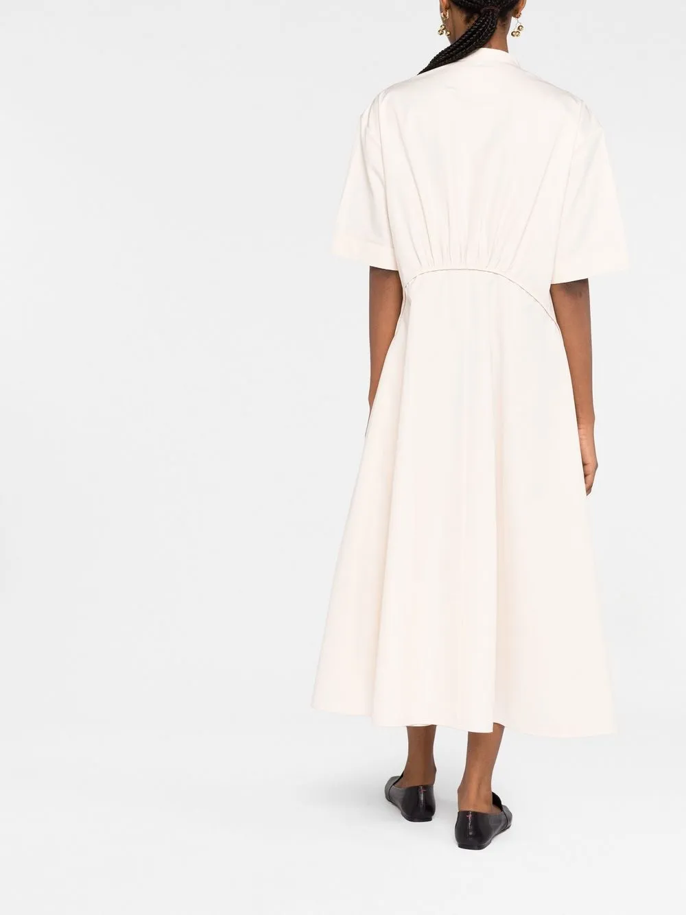 Jil Sander Band Collar Flared Midi Shirtdress Smart Closet