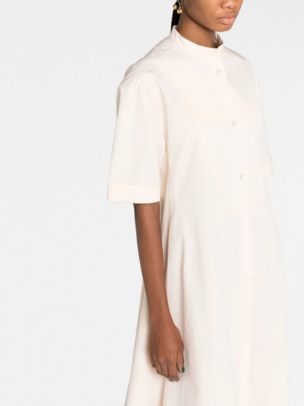 Jil Sander Band Collar Flared Midi Shirtdress Smart Closet