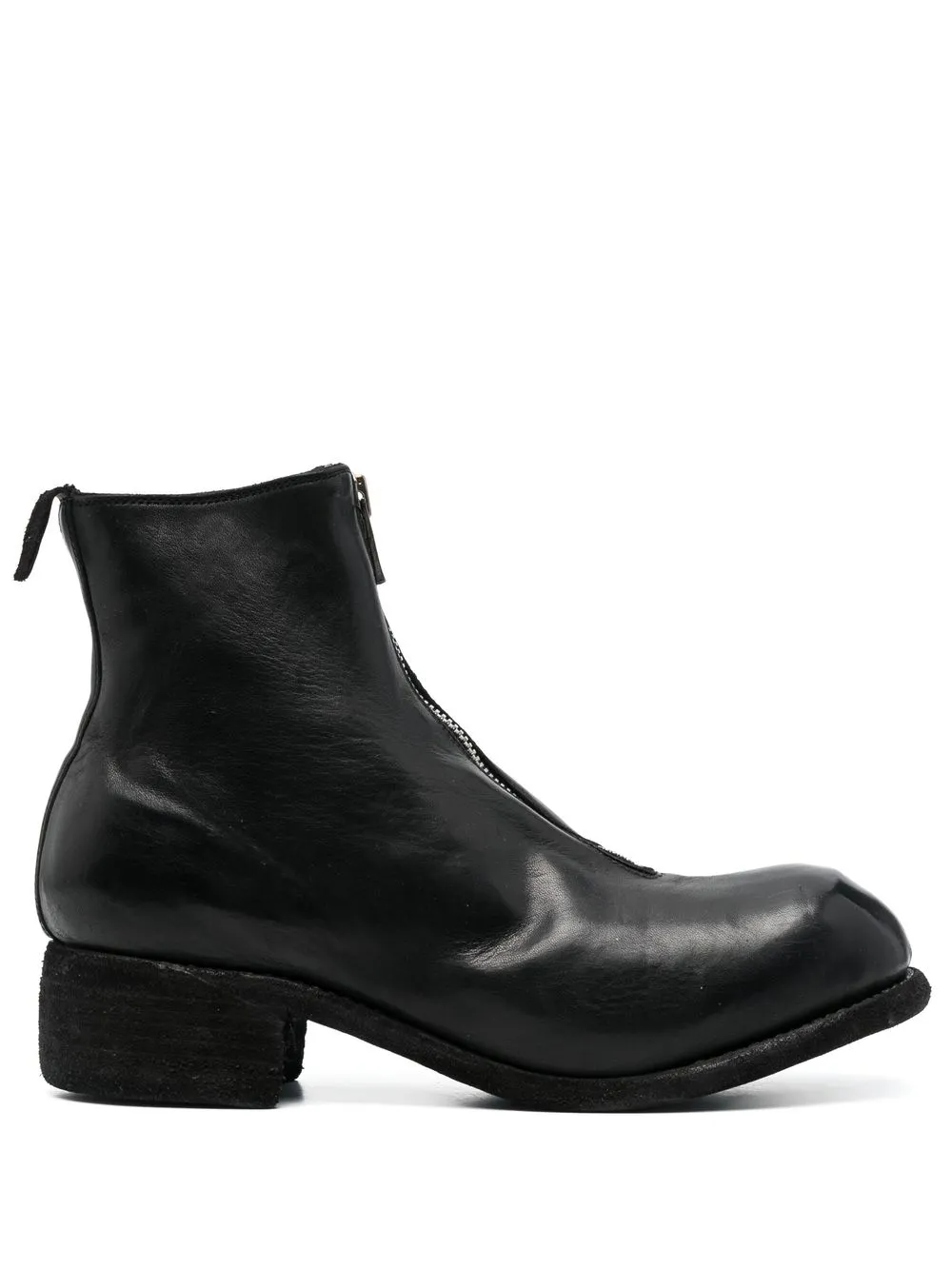 Guidi front-zip leather boots - Black