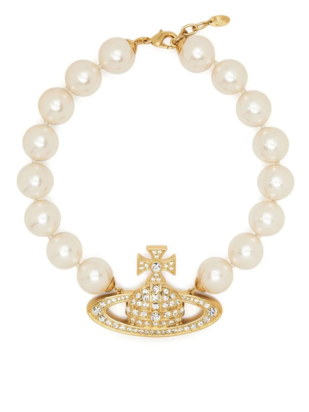 Vivienne Westwood Orb logo pearl necklace - Gold