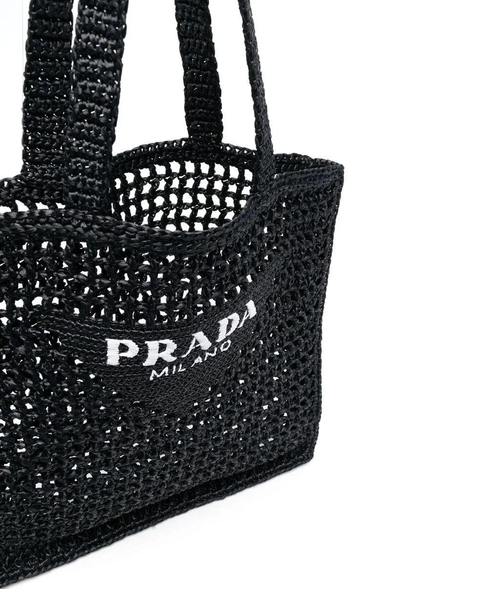 Prada Woven Logo Raffia Tote Bag Farfetch