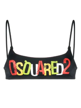 Dsquared Graphic Logo Print Bikini Top Farfetch