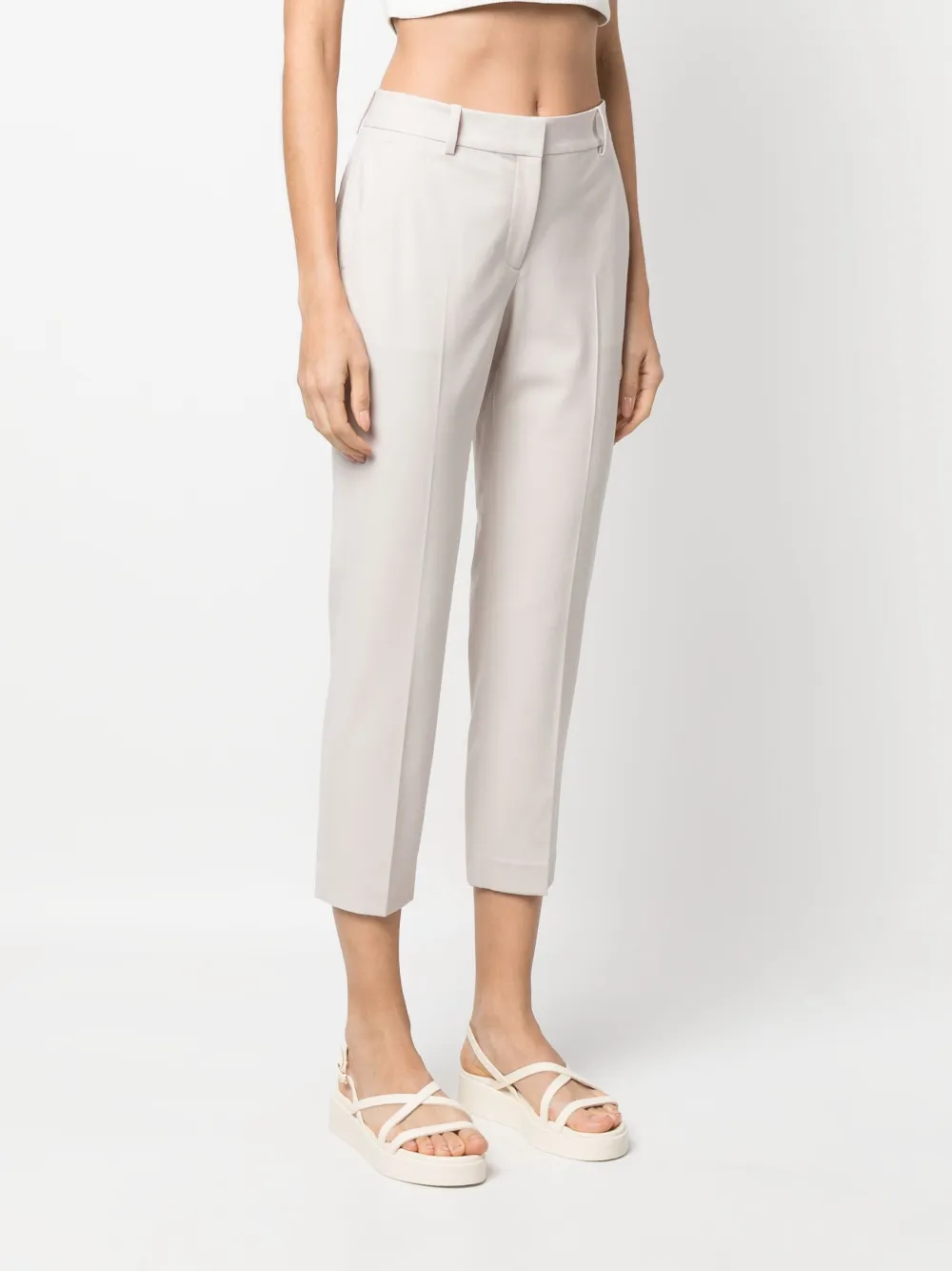 Theory Mid Rise Cropped Trousers In Nude Modesens