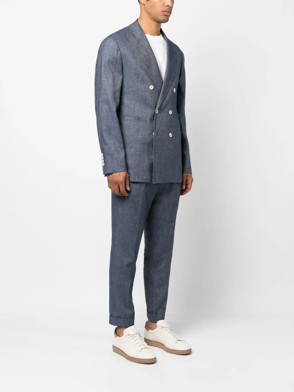 Brunello Cucinelli Double Breasted Suit In Blau Modesens